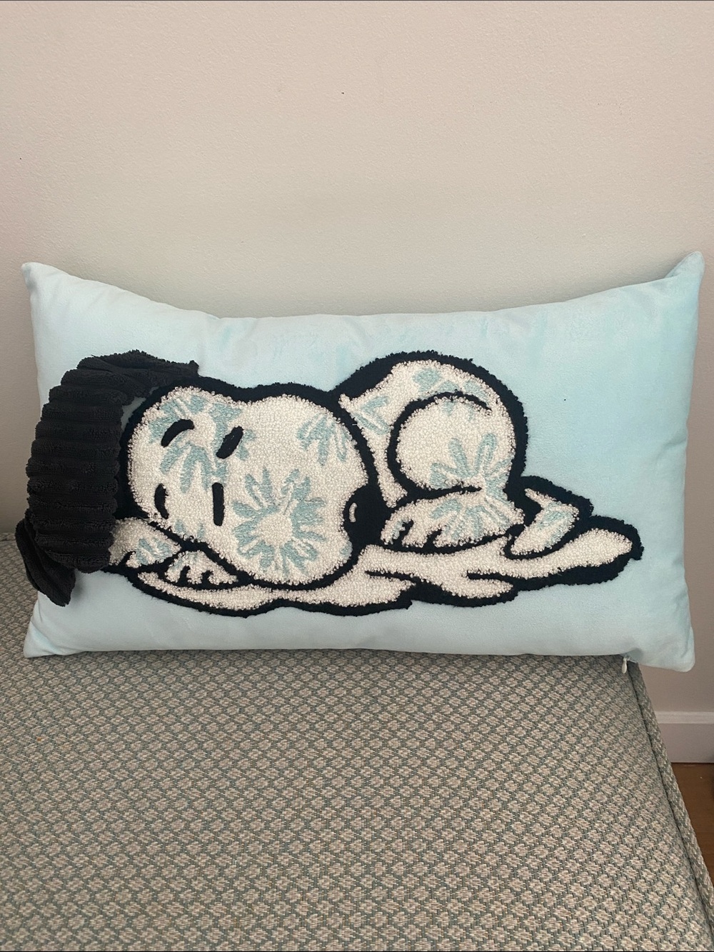 Decorative Snoopy Peanuts Accent Pillow snow flakes winter